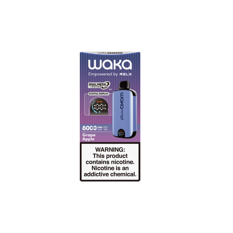 RELX Japan Disposable Vape RELX WAKA soPro DM8000i Grape Apple Flavor Flavour 30mg/ml Nicotine RELX 日本製使い捨て電子タバコフレーバー グレープアップル 30mg/mlニコチン
