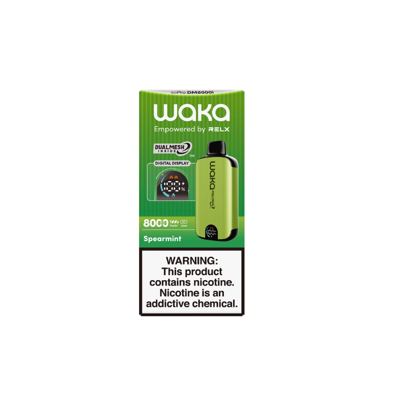 RELX Japan Disposable Vape RELX WAKA soPro DM8000i Spearmint Flavor Flavour 30mg/ml Nicotine RELX 日本製使い捨て電子タバコフレーバー スペアミント 30mg/mlニコチン
