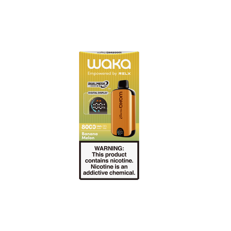 RELX Japan Disposable Vape RELX WAKA soPro DM8000i Banana Melon Flavor Flavour 30mg/ml Nicotine RELX 日本製使い捨て電子タバコフレーバー バナナメロン 30mg/mlニコチン
