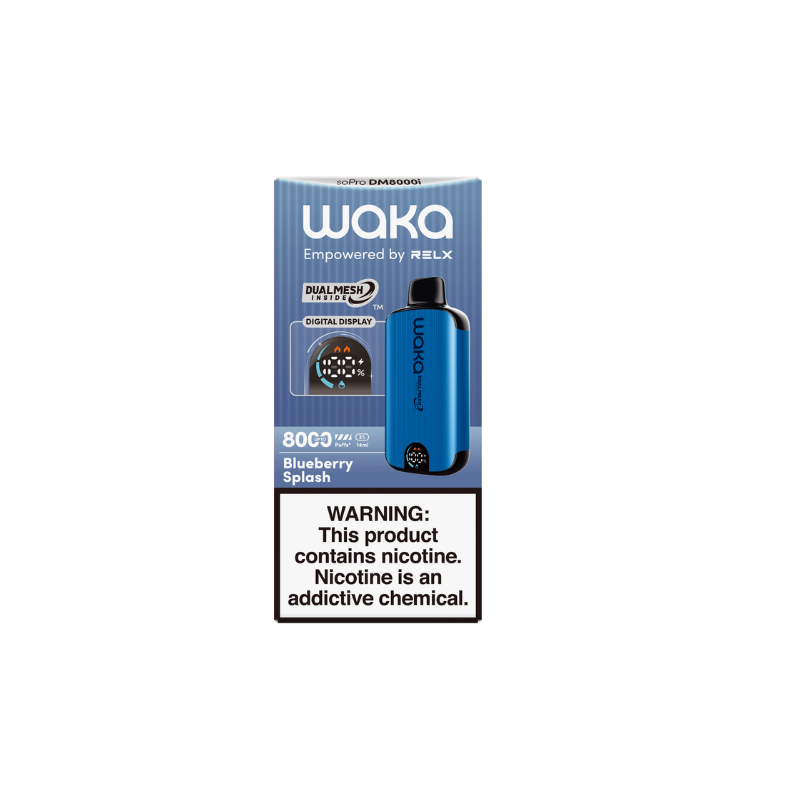 RELX Japan Disposable Vape RELX WAKA soPro DM8000i Blueberry Splash Flavor Flavour 30mg/ml Nicotine RELX 日本製使い捨て電子タバコフレーバー ブルーベリースプラッシュ 30mg/mlニコチン
