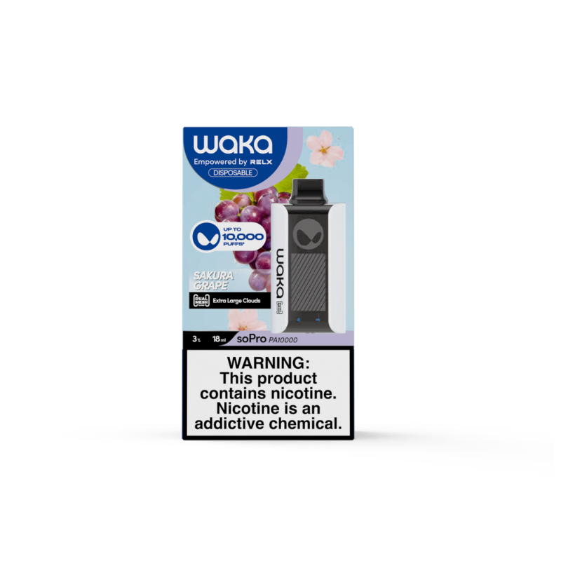 RELX Japan Disposable Vape RELX WAKA PA10000 Sakura Grape Flavor Flavour 30mg/ml Nicotine RELX 日本製使い捨て電子タバコフレーバー サクラグレープ 30mg/mlニコチン
