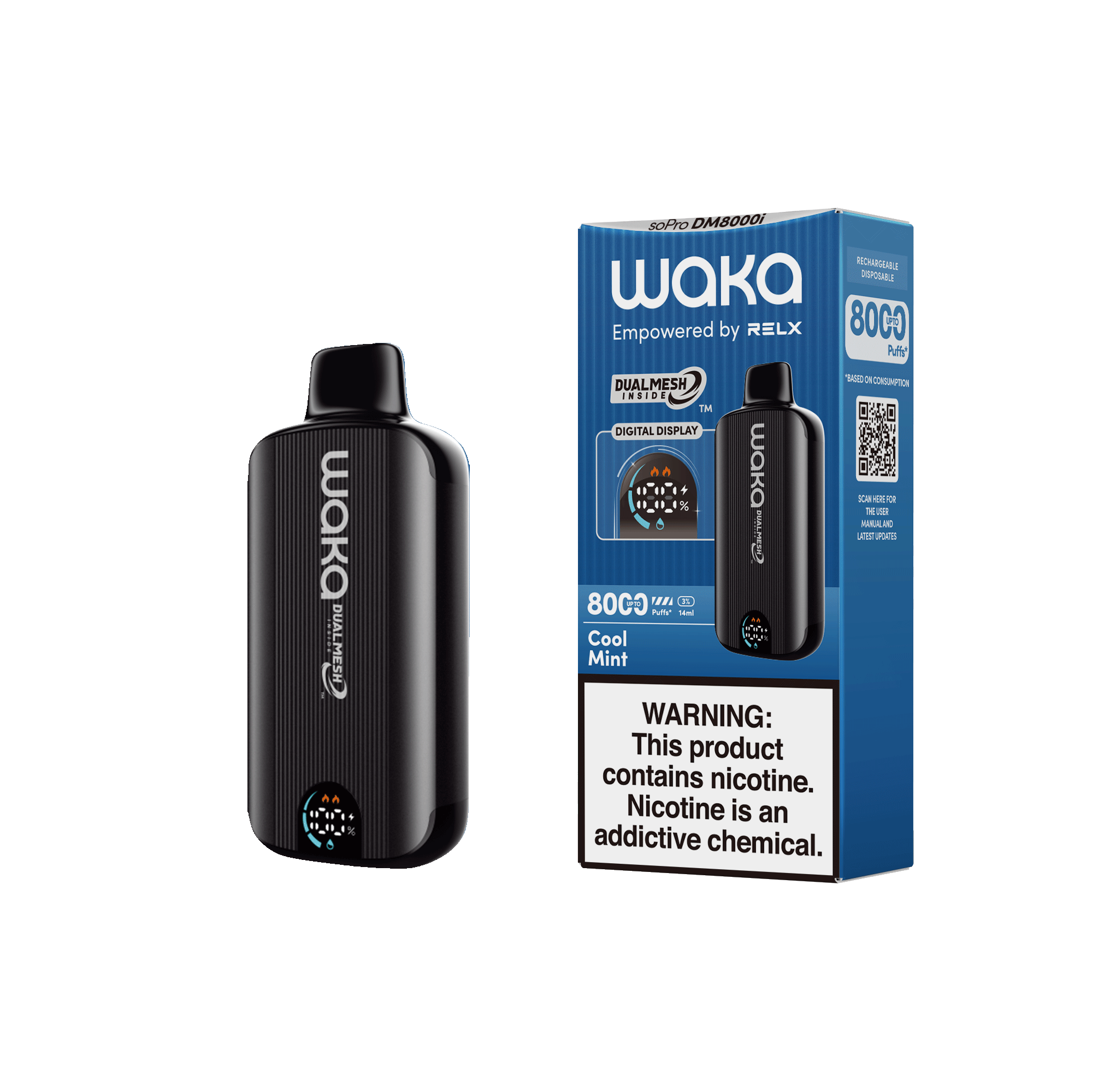 Shop RELX Japan Disposable Vape WAKA soPro DM8000i Cool Mint Price USD10.6 RELX 使い捨て電子タバコを購入する クールミント価格¥2980今すぐ注文

