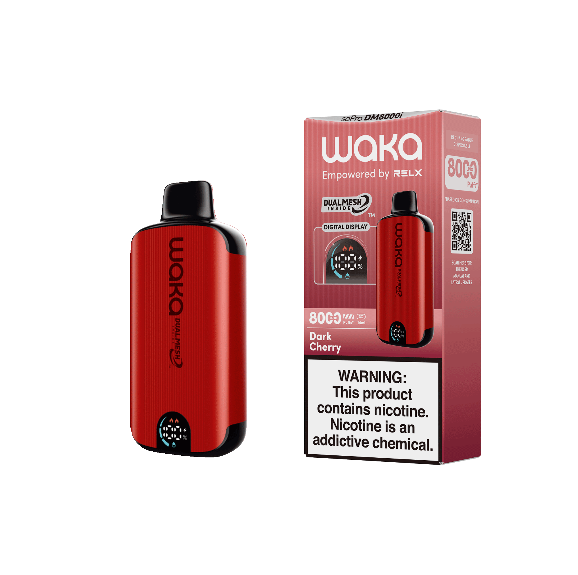 Shop RELX Japan Disposable Vape WAKA soPro DM8000i Dark Cherry Price USD10.6 RELX 使い捨て電子タバコを購入する ダークチェリー価格¥2980今すぐ注文
