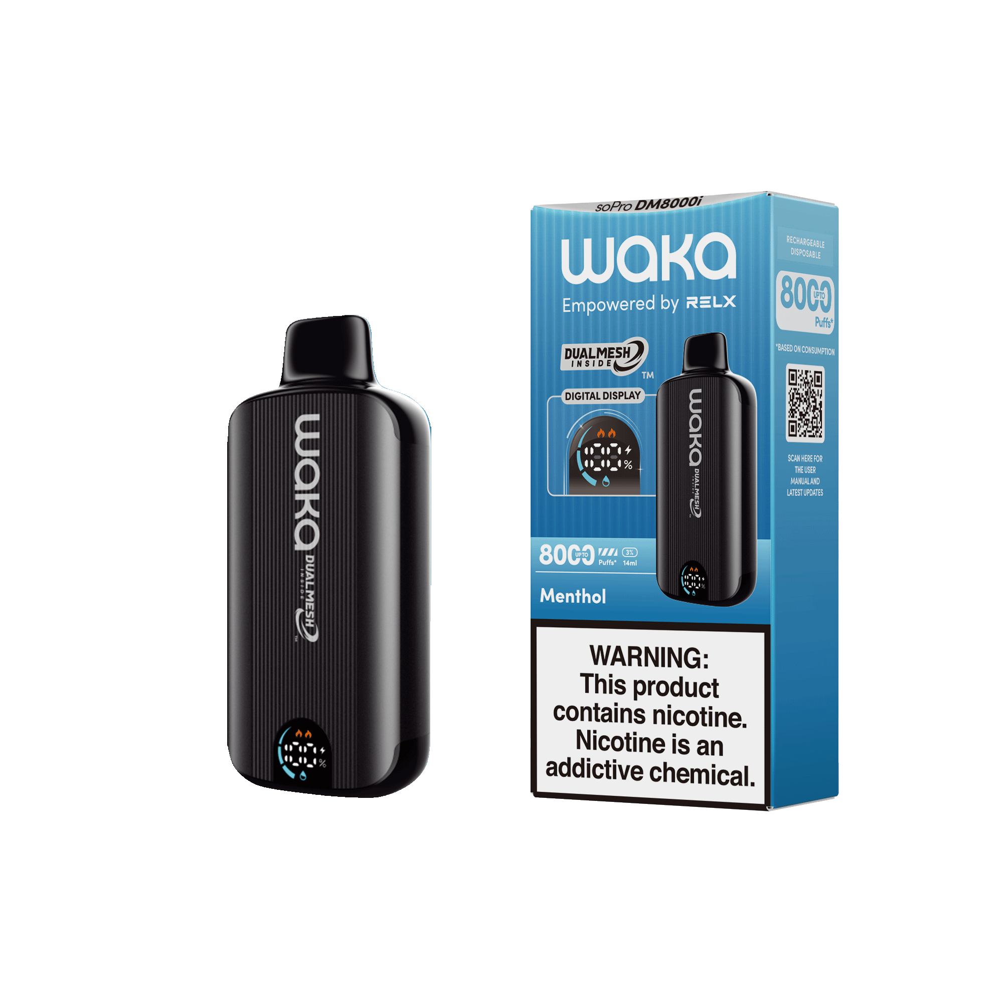 Shop RELX Japan Disposable Vape WAKA soPro DM8000i Menthol Price USD10.6 RELX 使い捨て電子タバコを購入する メンソール価格¥2980今すぐ注文
