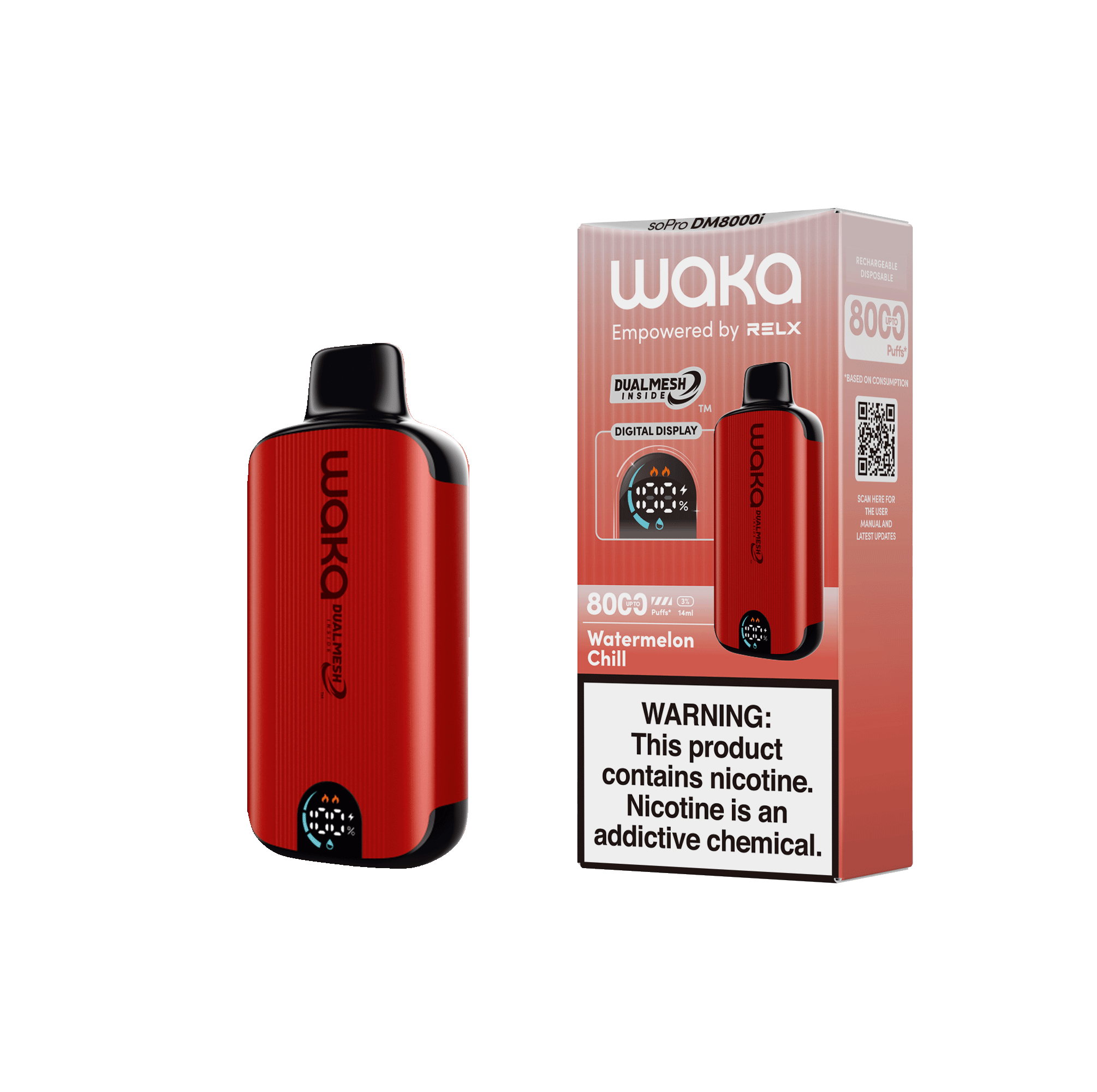 Shop RELX Japan Disposable Vape WAKA soPro DM8000i Watermelon Chill Price USD10.6 RELX 使い捨て電子タバコを購入する スイカチル価格¥2980今すぐ注文
